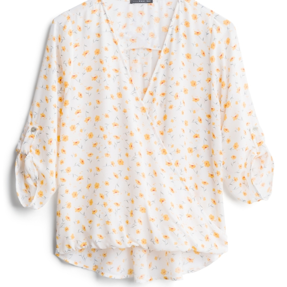Allan Surplice Rolltab High Low Blouse